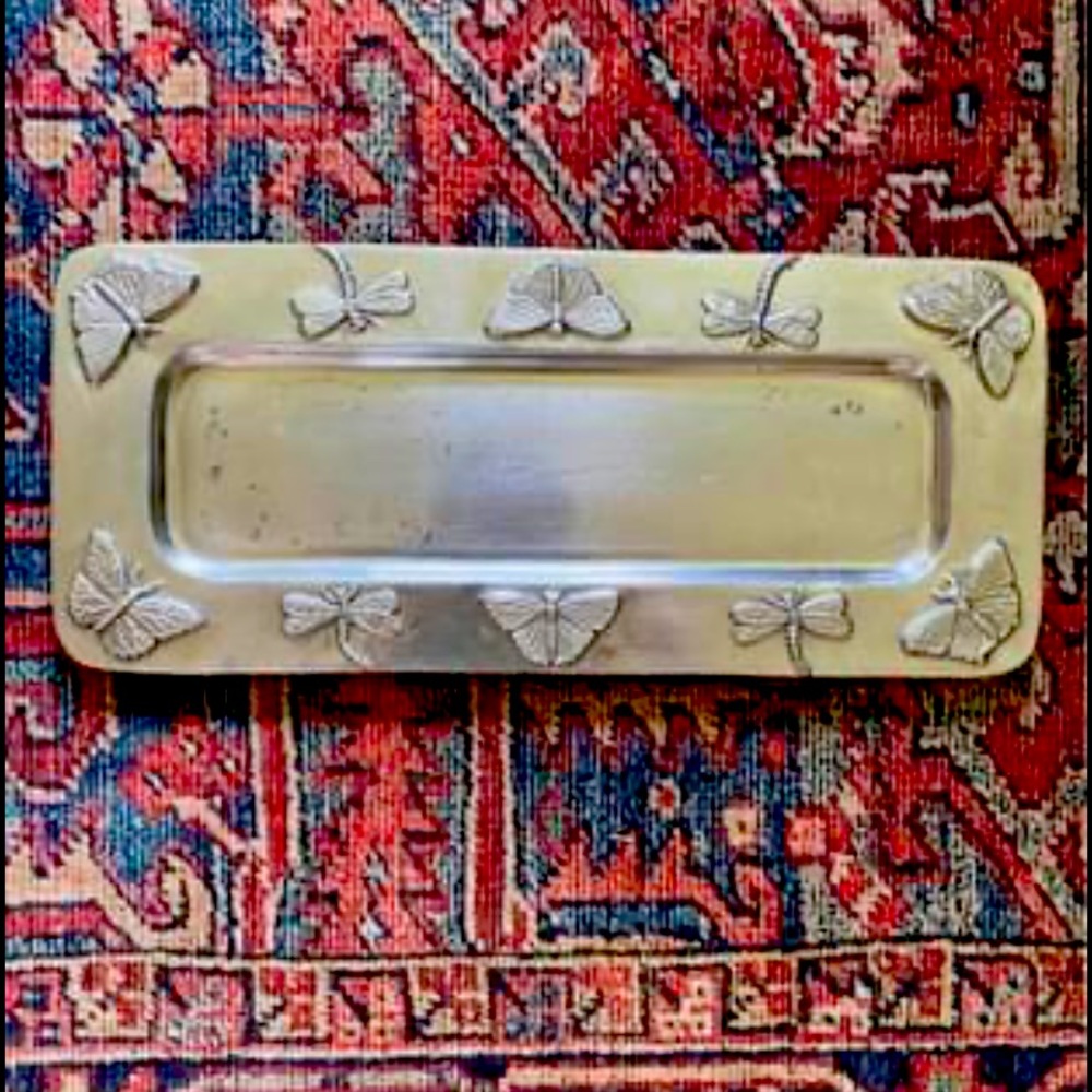 Pewter Platter with Dragonflies & Butterflies